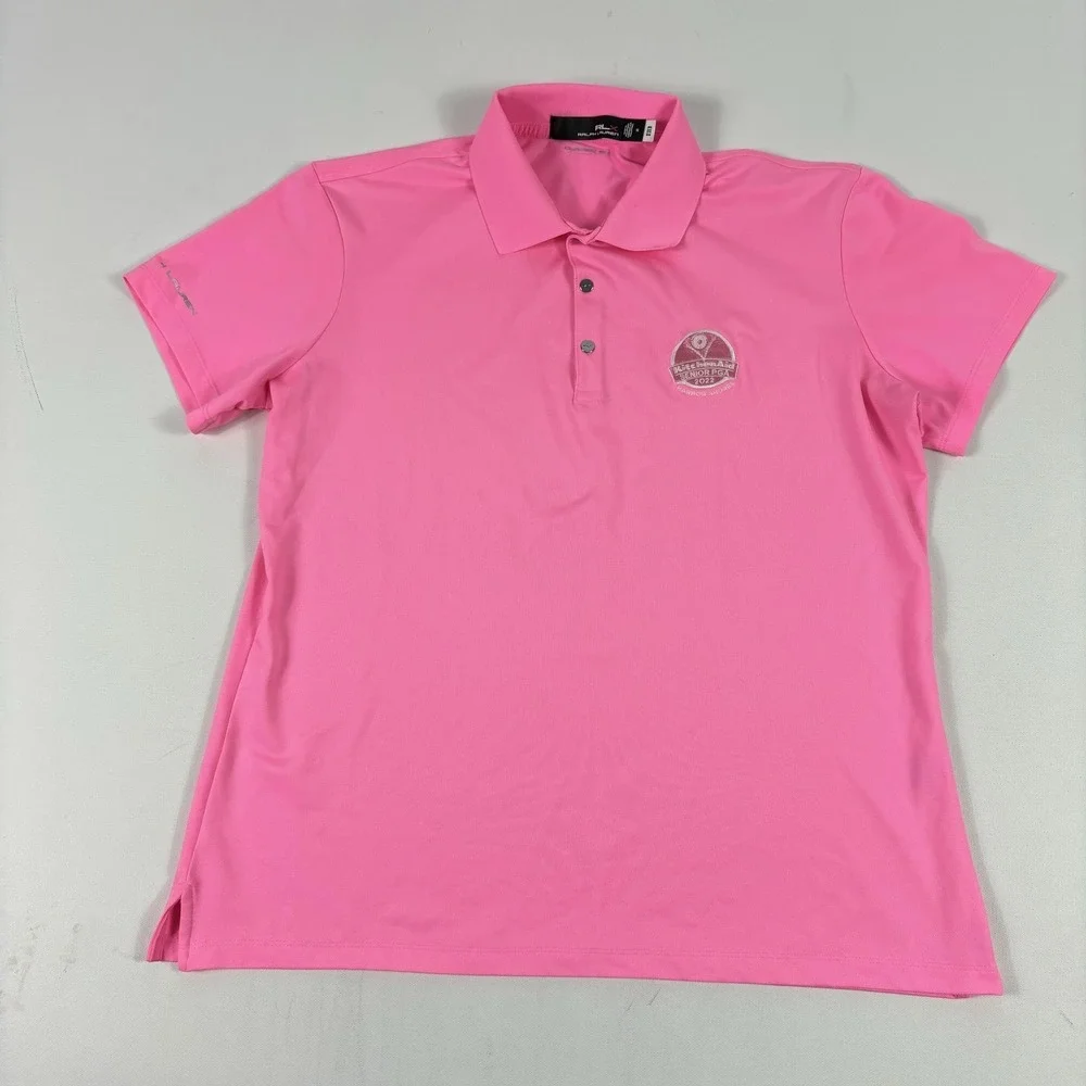 Ralph Lauren RLX Polo Shirt Mens Medium Pink Golf PGA Harbor Shores - Picture 2 of 11